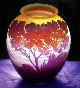 SOLD $8850 Exceptional old acid etched glass vase by Emile Galle. Circa 1900.