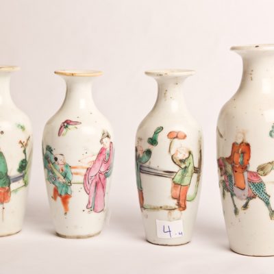 4.   Bud vases - set of four.   Chinese  porcelain - famille rose  style.  Early 19th century. 