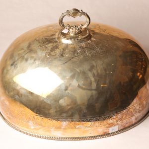 40.  Roast bell. Silver plated with art nouveau style pattern. Late 19th century. 