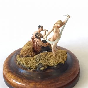 32. Peter Karel miniature sculpture. "Maiden & Satyrs". 1989. With plexiglass box and brass label.